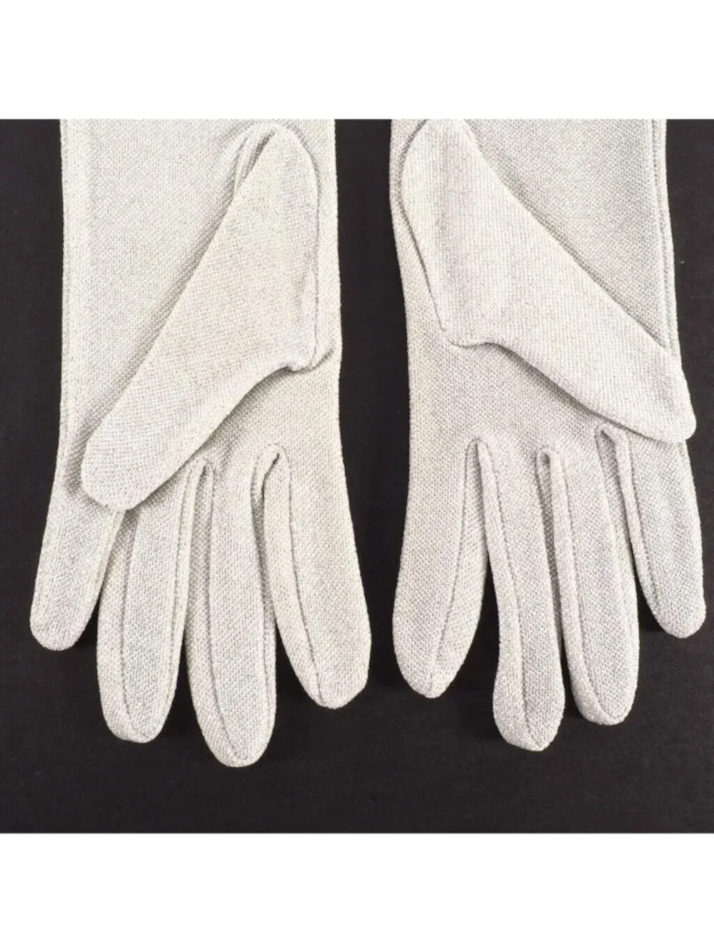 Vintage Womens Opera Gloves Size M Metalic Silver NOS 15 Inch Long Hello 80s